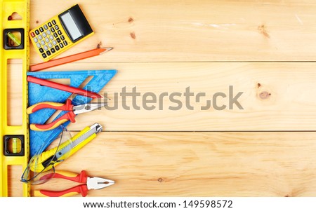 Construction tools. Home and house renovation concept background.