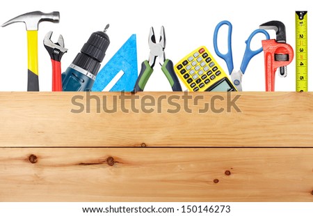 Construction tools. Home and house renovation concept background.