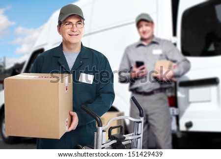 Delivery courier. Shipping and moving service background.