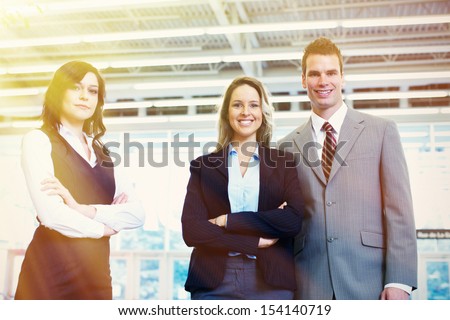 Bussiness team of three persons in office
