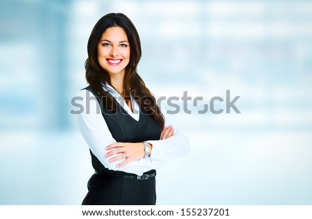 Young Bussiness Woman Standing Over Office Background