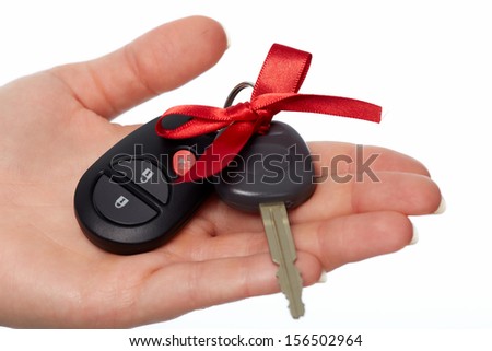 Car keys. Auto dealership and rental concept background.