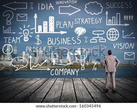 Businessman looking at Innovation plan. Business background