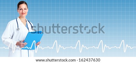 Professional doctor over healthcare background. Health care banner.
