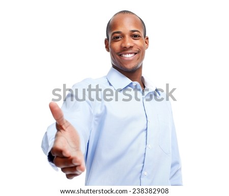 African-American businessman handshake  isolated white background