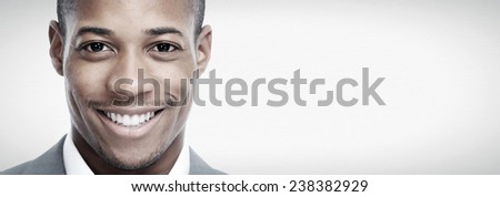 African-American black man face over grey background