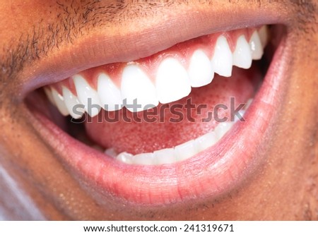 African American man smile. Dental health care.