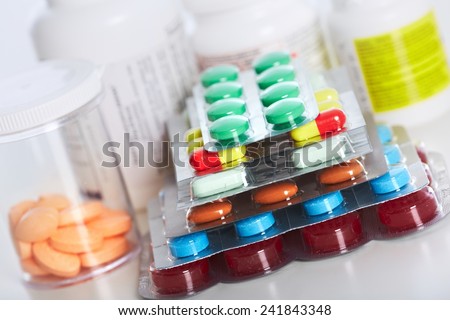 Many Medical pills. Health care Pharmaceutical background