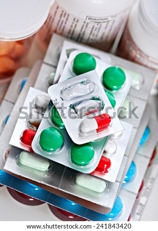Many Medical pills. Health care Pharmaceutical background