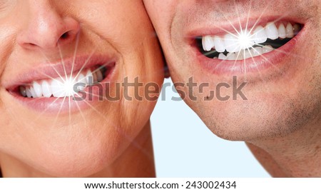 Happy woman white shining teeth. Dental care.