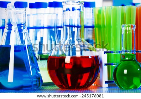 Medical research. Scientific laboratory tube with liquid