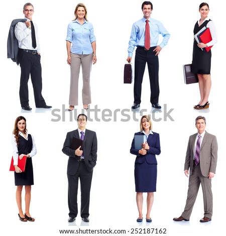 Business people set isolated over white background