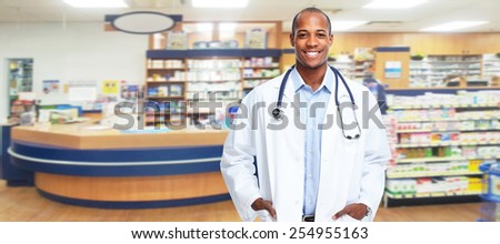 Medical physician doctor man over pharmacy background.
