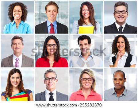 Group of business people face team collage.