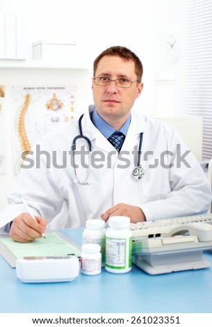 Medical doctor man in health care clinic.