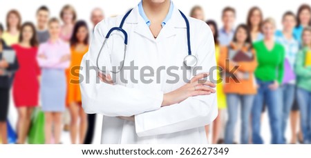 Medical doctor and people group. Health care background.