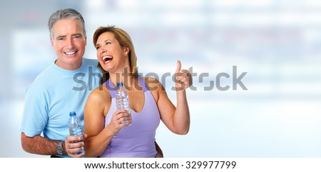 Healthy fitness elderly couple. Sport and exercise concept.