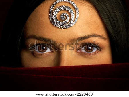 Mysterious eastern woman with beautiful eyes.