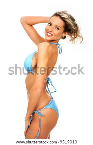 stock photo Sexy blonde woman Isolated over white background