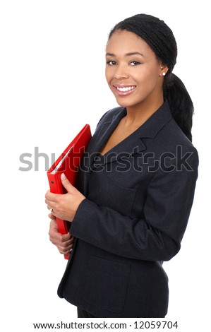 Successful business woman. Isolated over white background