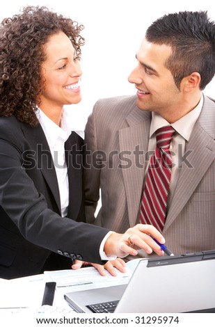 business people working with laptop. Over white background