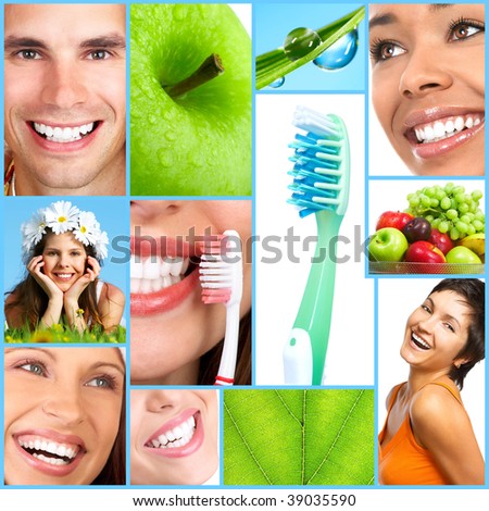 Smiling people with healthy teeth. Close up