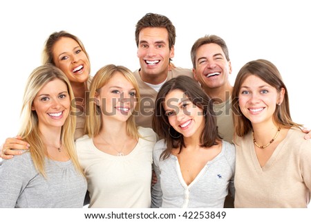 Happy funny people. Isolated over white background