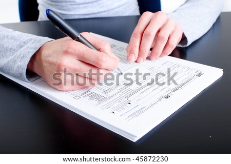 Filling of the Form 1040. Standard US Income Tax Return