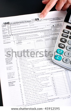 Form 1040. Standard US Income Tax Return. Calculator