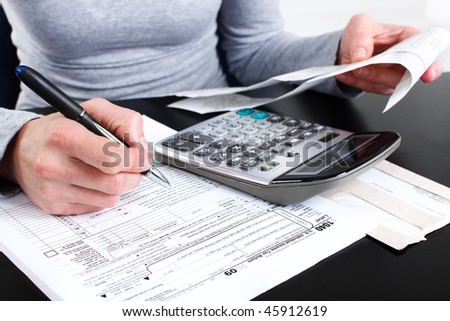 Filling the Form 1040. Standard US Income Tax Return