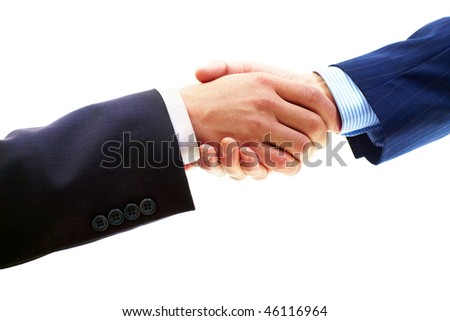 Business people. Handshake of businessman. Isolated over white background