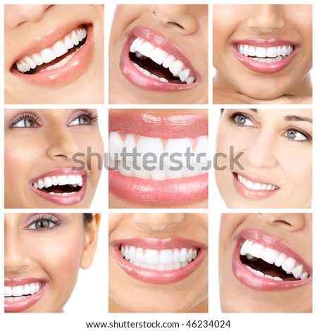 Beautiful young woman teeth. Close up