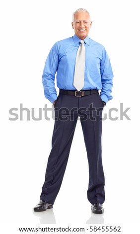 Handsome mature  businessman. Isolated over white background
