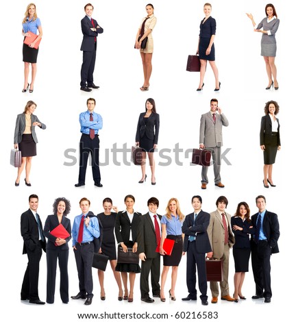 Group of business people. Business team. Isolated over white background