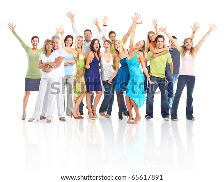 Happy funny people. Isolated over white background