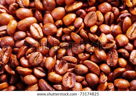 Coffee background. Roasted coffee seeds