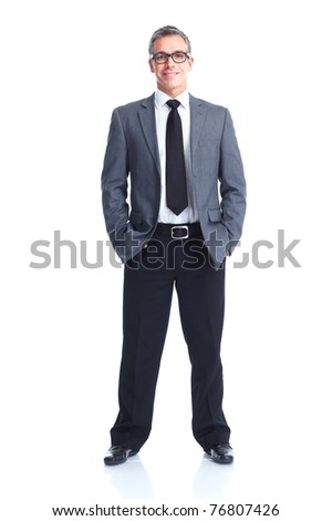 Handsome smiling businessman. Isolated over white background