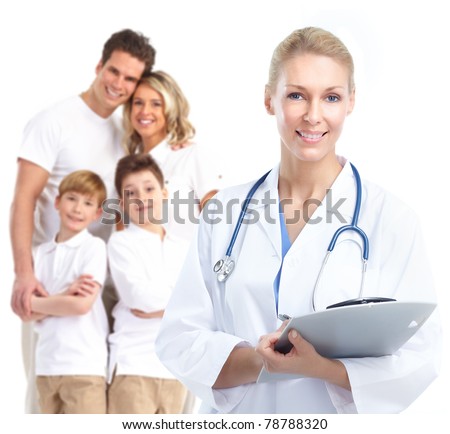 Smiling medical doctor. Isolated over white background