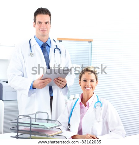 Young medical doctors working in the office. Health care.