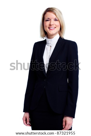 Financial adviser business woman. Isolated over white background.