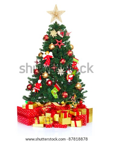 Christmas tree. Isolated on white background.