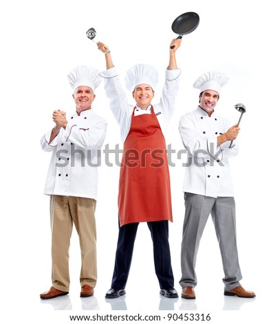 Chef group. Cooking. Isolated over white background
