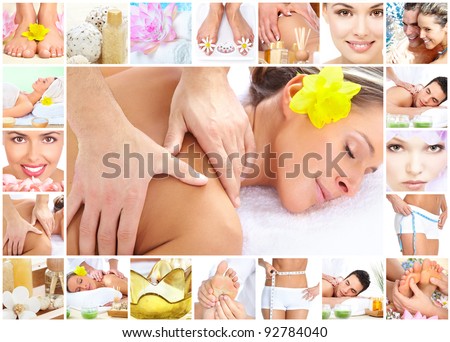 Beautiful young woman getting spa massage. Body care.