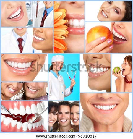 Happy People Smile. Dental Collage. Stock Photo 96910817 