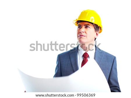 Engineer businessman. Isolated on white background.