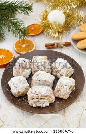 Christmas cake with dry orange and cinnamon