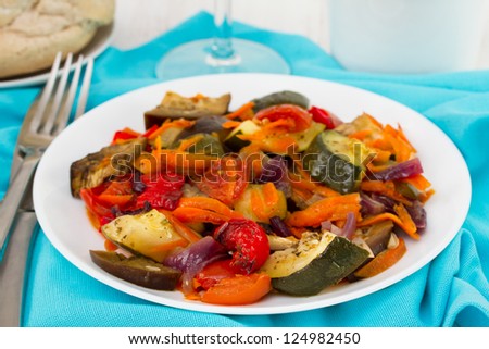 boiled vegetables on the white plate