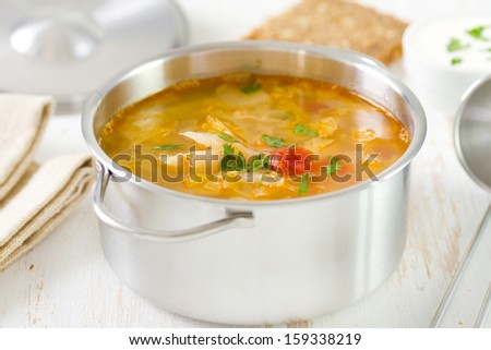 vegetable soup and bread