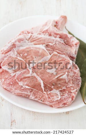 frozen pork on plate