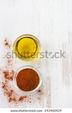 pepper with oil in bowls